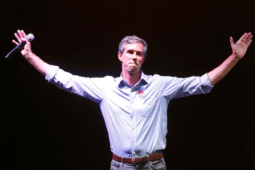 Beto O'Rourke thanked supporters during the election party at Southwest University Park...