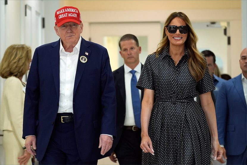 Republican presidential nominee Donald Trump and former first lady Melania Trump voted at...