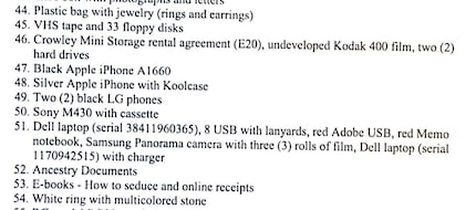 Authorities detailed some of the items they seized from David Hawkins' home.