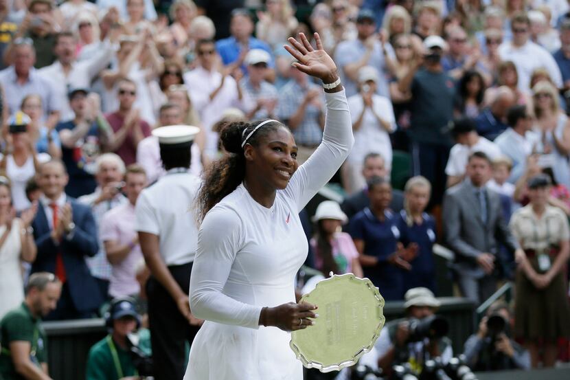 Serena Williams waved to the crowd after losing to Angelique Kerber of Germany in the...