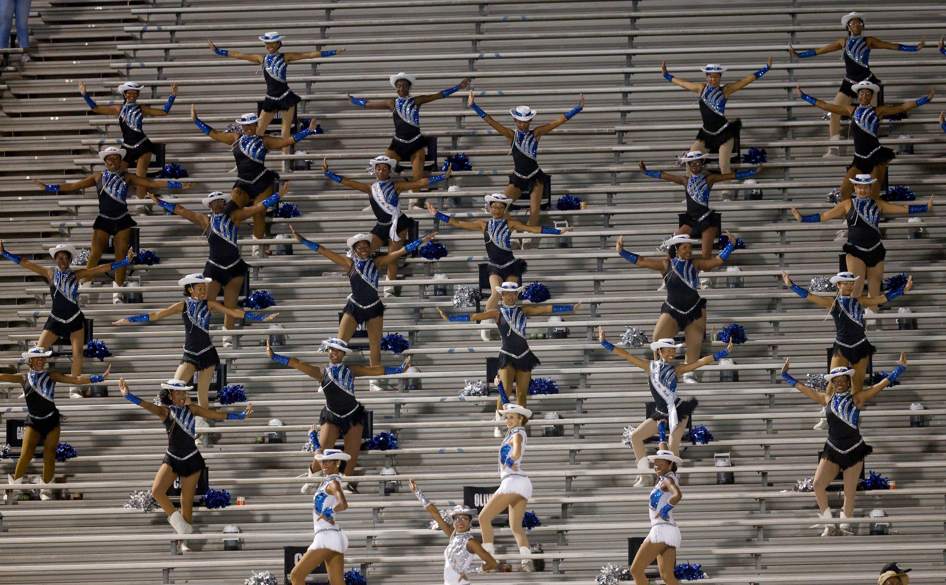 North Crowley’s dancing team members perform during the second half of a high school...