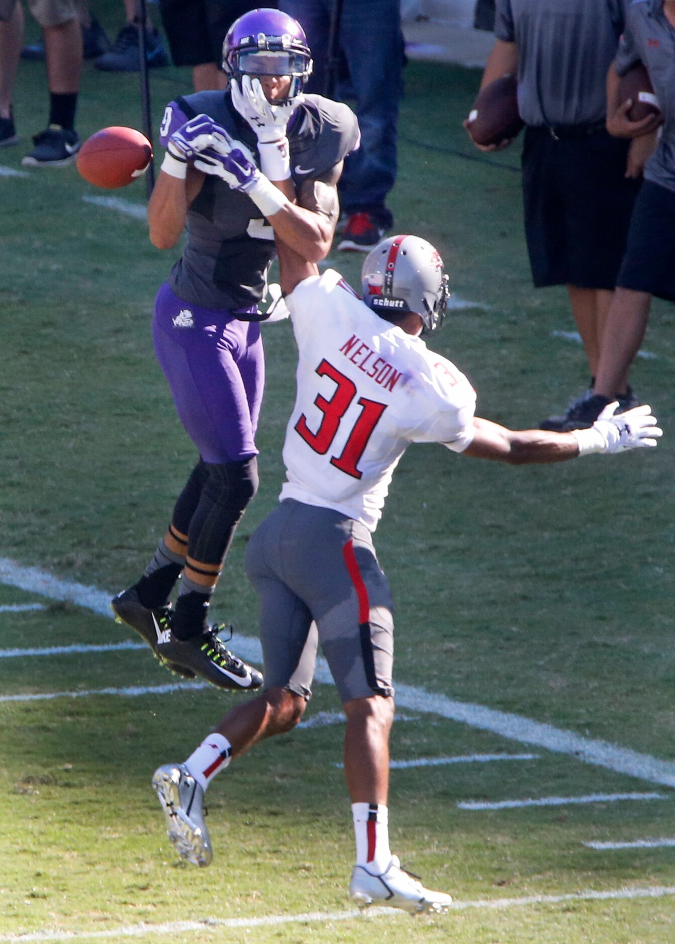 TCU Horned Frogs wide receiver Josh Doctson (9) tries to catch a pass on a fake punt in the...