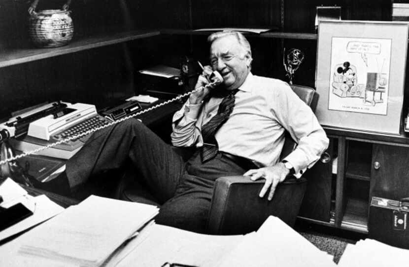 Cronkite talked on the phone prior to his final broadcast as CBS News anchorman on March 6,...