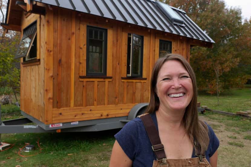 B.A. Norrgard photographed Thursday November 21, 2013 with the tiny house she is building in...