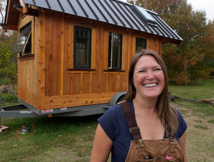 B.A. Norrgard photographed Thursday November 21, 2013 with the tiny house she is building in...