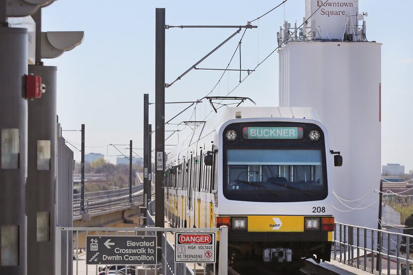 A look at the DART Green Line stop in downtown Carrollto. The 26-mile DART Cotton Belt rail...