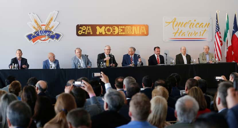 Gov. Greg Abbott (fourth from right) was among the dignitaries who attended the opening of a...