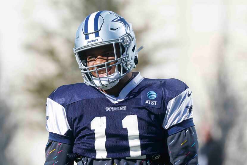 Dallas Cowboys linebacker Micah Parsons (11) during a team practice session at the Star in...
