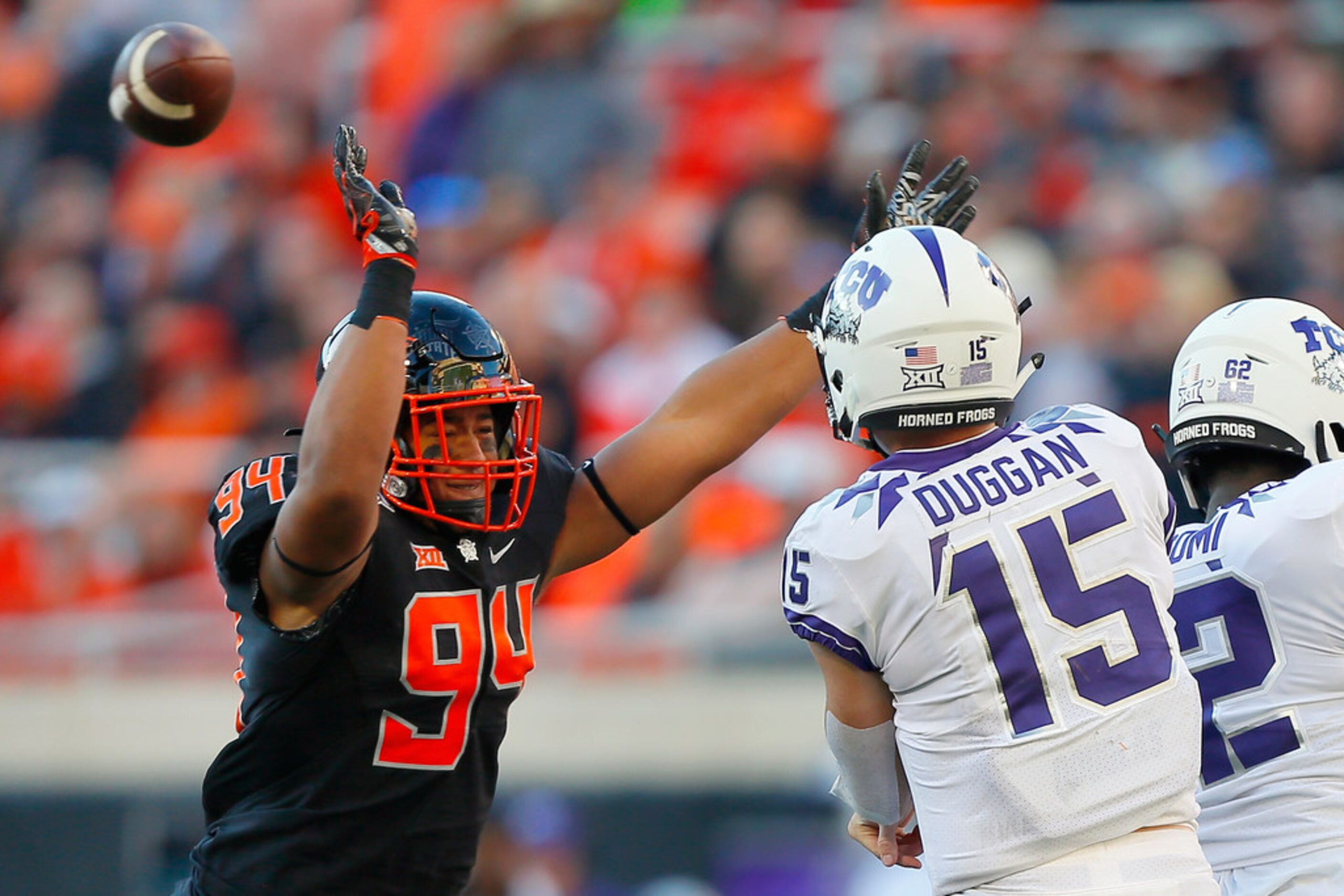 STILLWATER, OK - NOVEMBER 2:  Defensive end Trace Ford #94 of the Oklahoma State Cowboys...