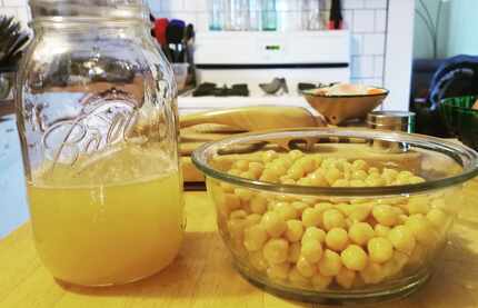 See? Here are drained chickpeas to the right and a highly usable cocktail ingredient on the...
