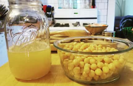 See? Here are drained chickpeas to the right and a highly usable cocktail ingredient on the...