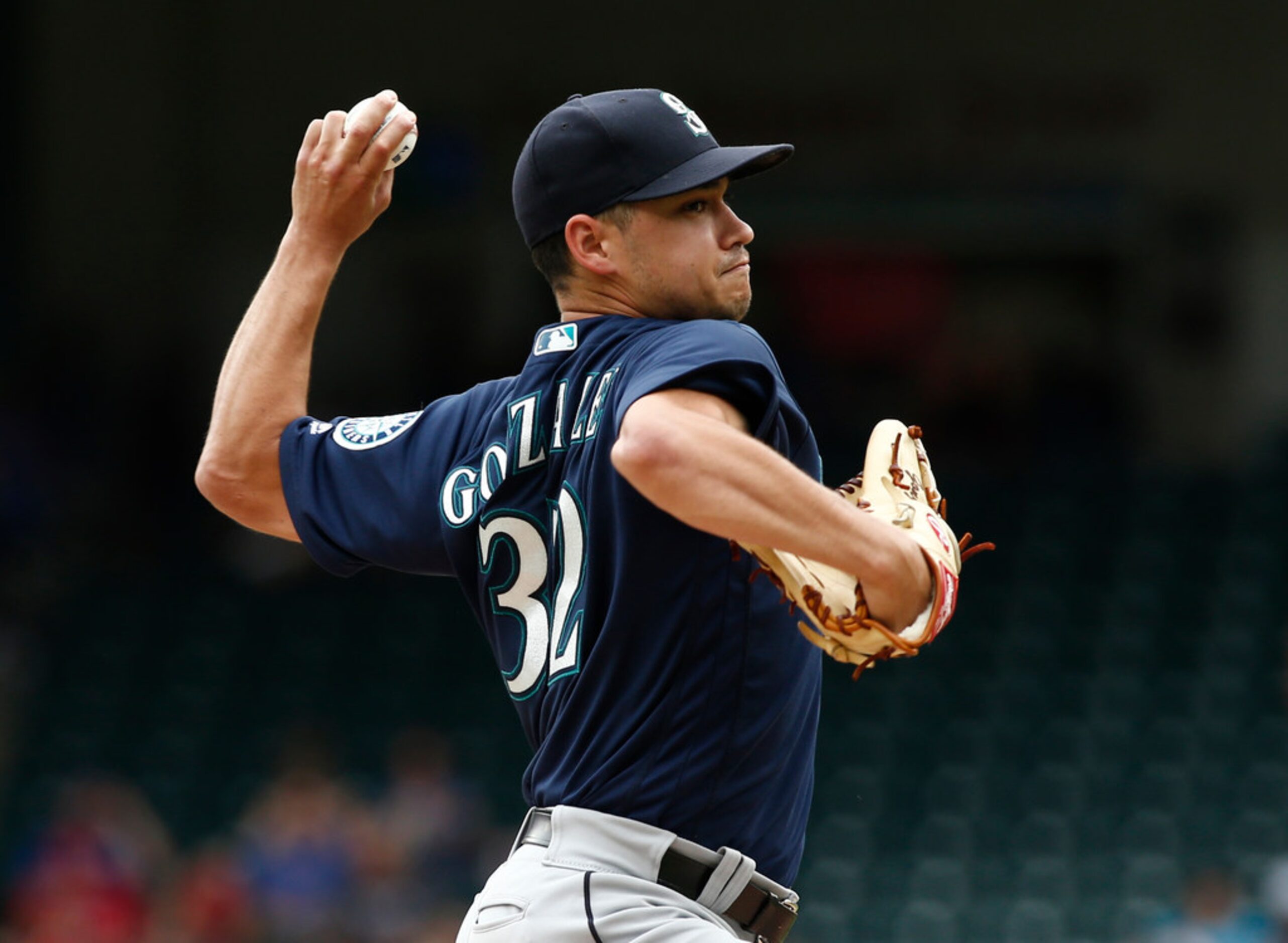 Seattle Mariners starting pitcher Marco Gonzales delivers against the Texas Rangers during...