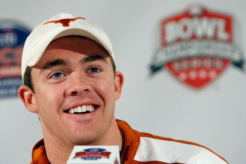 University of Texas' Colt McCoy talks to the media during a press conference at Newport...