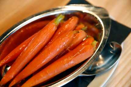 Carrots with cinnamon orange glaze are some of several low-priced side items at The Hall Bar...
