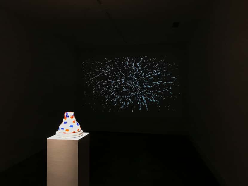 An installation with works by Liss LaFleur, both included in the show Independence, at The MAC