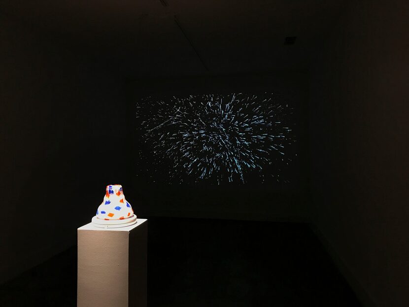 An installation with works by Liss LaFleur, both included in the show Independence, at The MAC