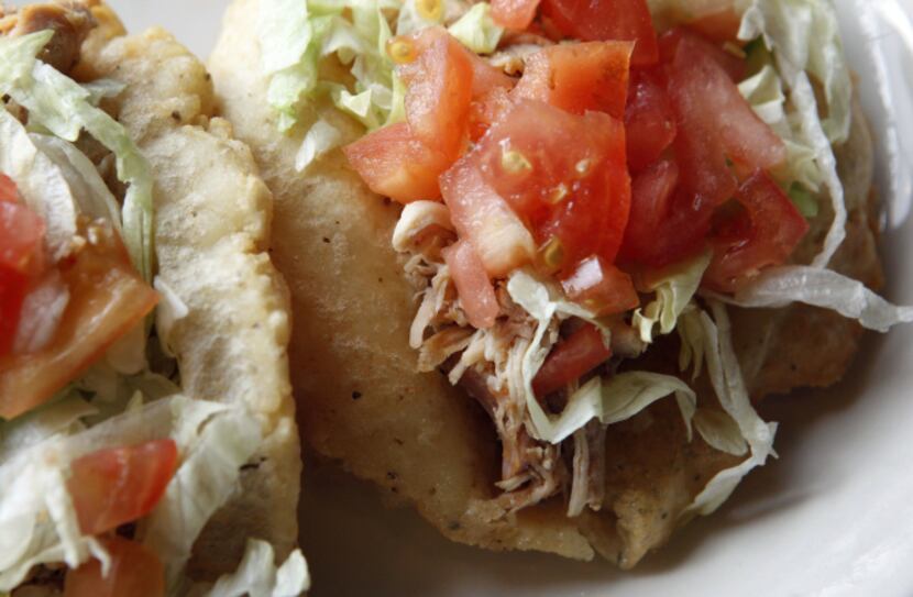 Puffy tacos at Los Barrios Mexican Restaurant, at 4223 Blanco Road, San Antonio