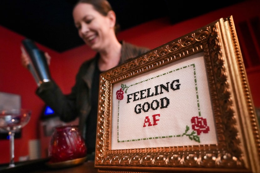 Julie Robinson mixes an alcohol-free cocktail at Beyond the Bar on Monday, Jan. 6, 2025, in...