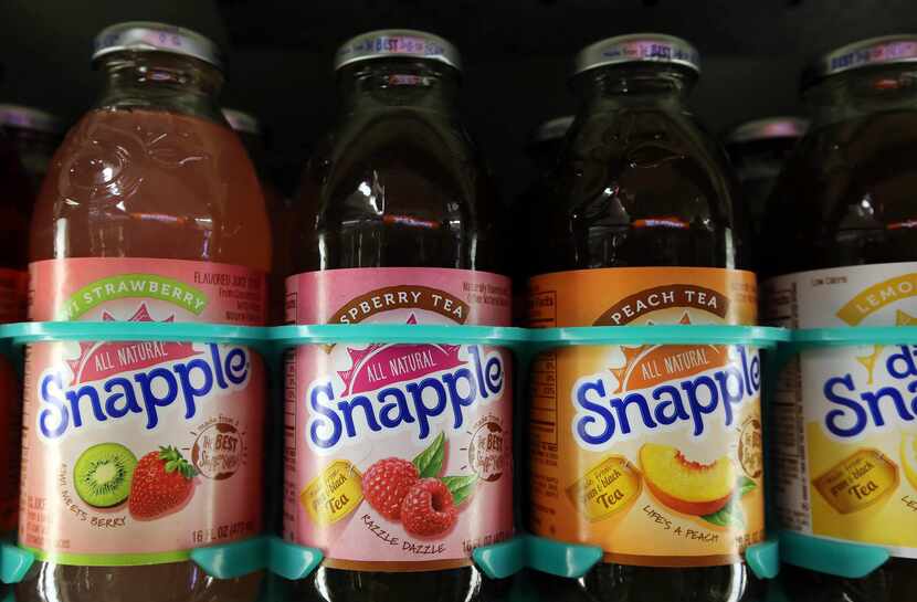 Bottles of Snapple in a cooler at Quality Cash Market in Concord, N.H. In a deal announced...