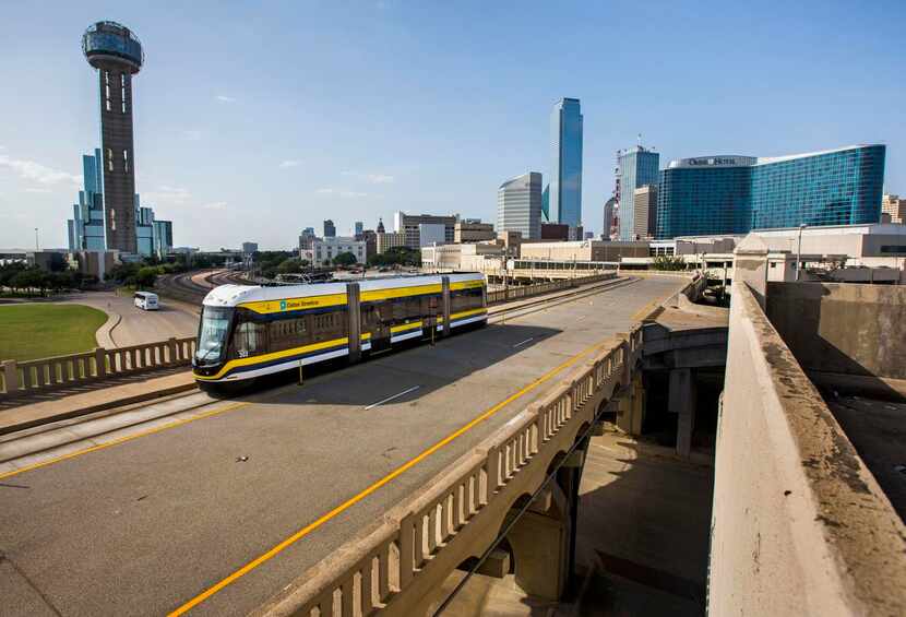 Traffic to Oak Cliff  will share the Houston Street Viaduct with the new streetcar when the...