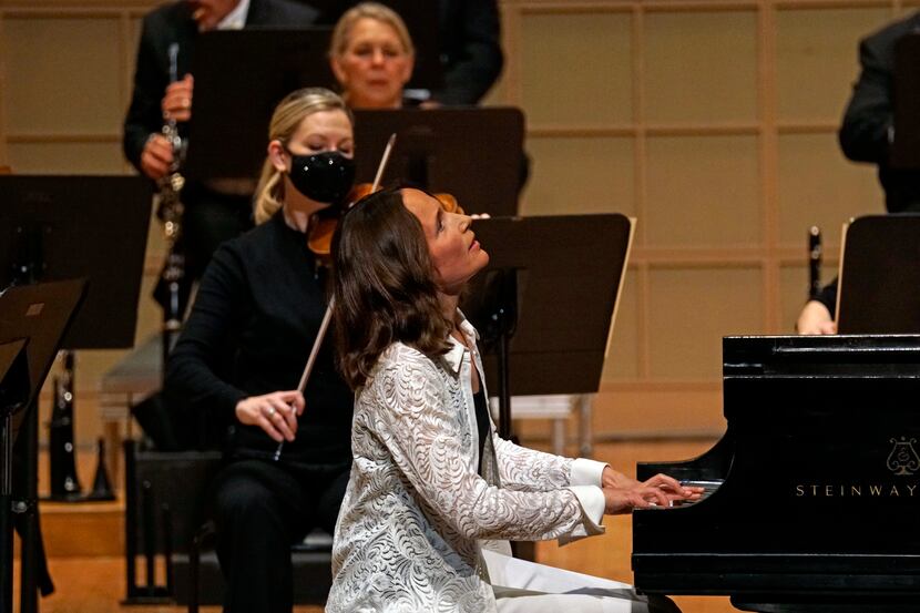 Pianist Hélène Grimaud performs with the Dallas Symphony Orchestra.
