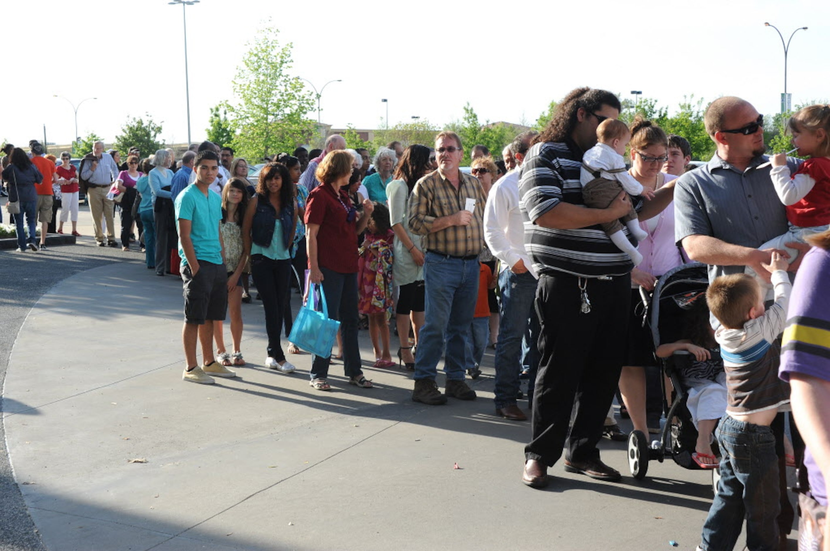 With thousands of free tickets requested, the line for the event streamed around the stadium.