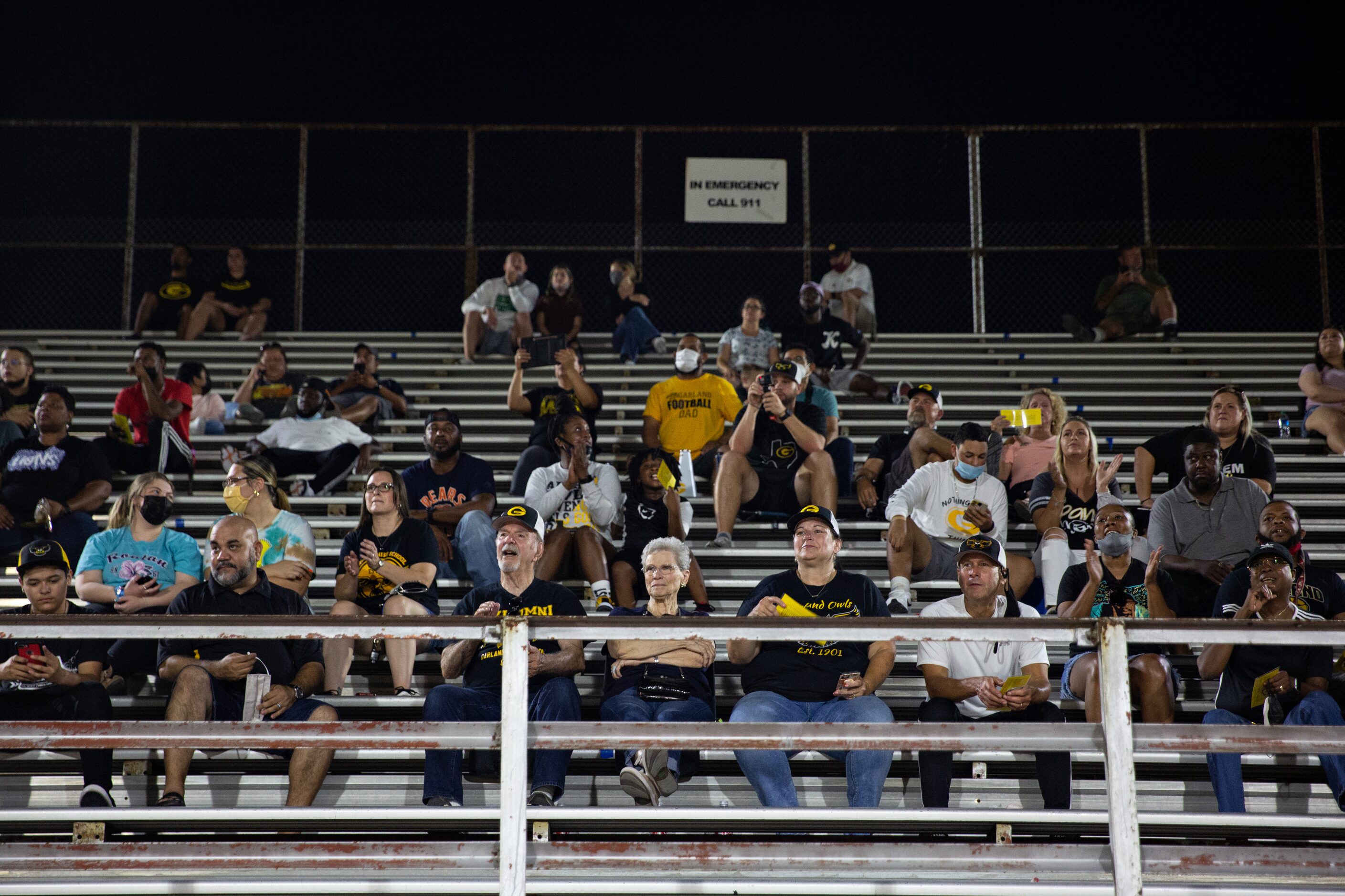 Garland High School fans at Sprague Stadium watch the the season-opening game between...