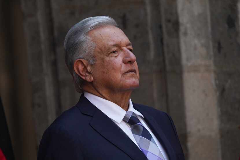 El presidente de México, Andrés Manuel López Obrador, en el Palacio Nacional durante una...