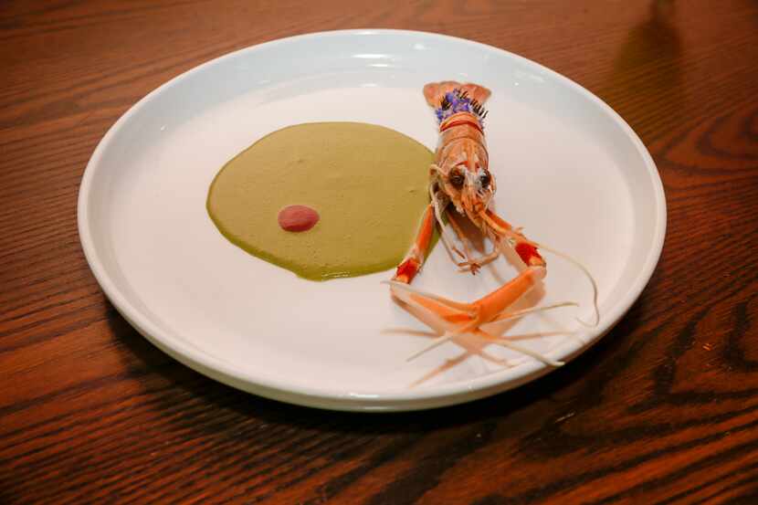 Green mole is served with New Zealand langostino at Revolver Taco Lounge in Fort Worth.