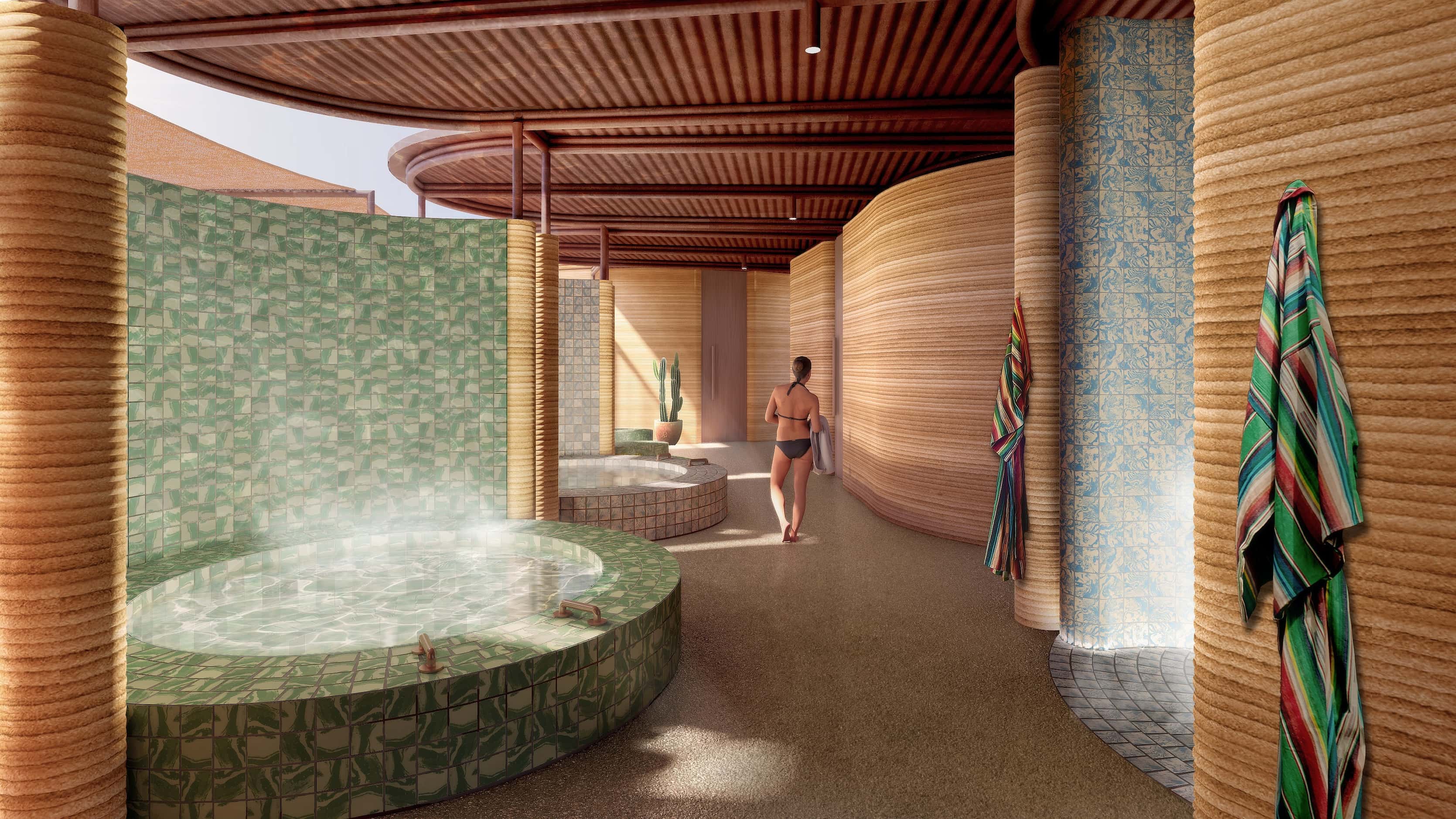 Here's a look at the bathhouse, which will be a key amenity among the new El Cosmico.
