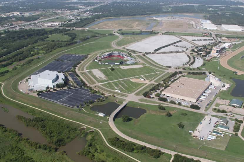 Lone Star Park and the to-be-renamed AirHogs Stadium seen from above. AirHogs Stadium is set...