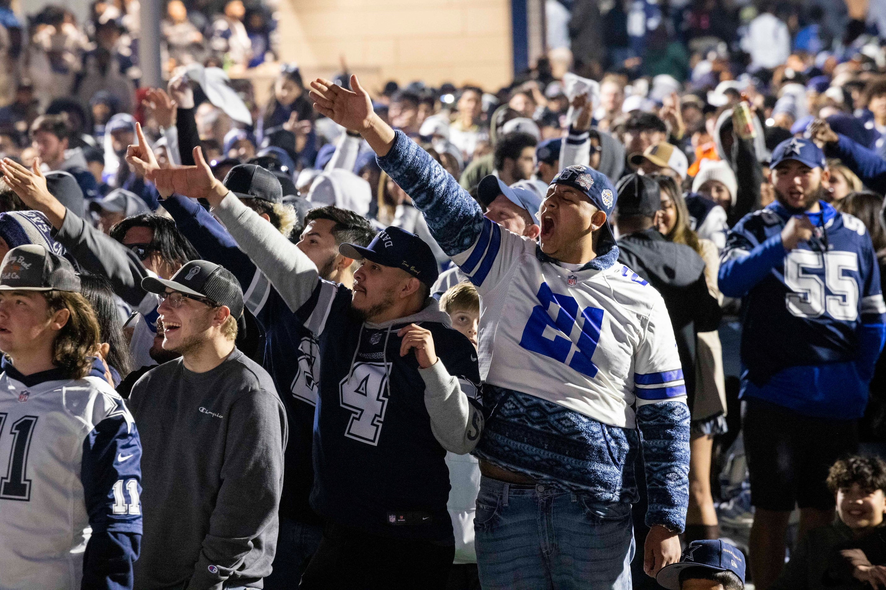 Dallas Cowboys celebrate a first down against the San Francisco 49ers in the first quarter...