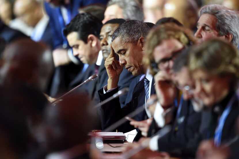 El presidente Barack Obama durante una de las sesiones plenarias de las XXI Conferencia...