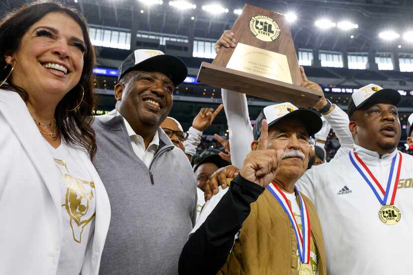 From left, Dallas ISD executive director of athletics Silvia Salinas, State Sen. Royce West,...