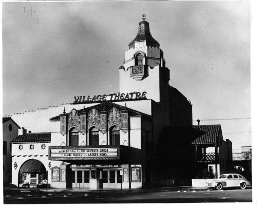 The exterior of the Village Theatre in 1944. The marquee advertised The Seventh Cross with...