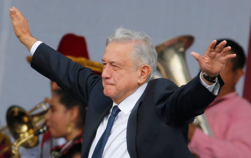 Mexico's President Andres Manuel Lopez Obrador arrives on July 1 at a rally to celebrate the...