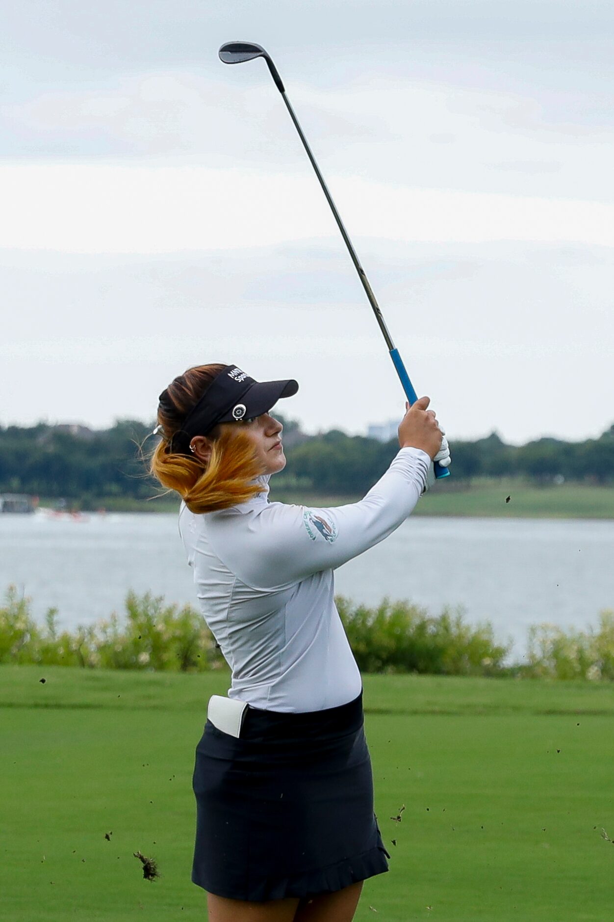 Professional golfer Ana Belac plays a ball on the No. 12 fairway during the third round of...