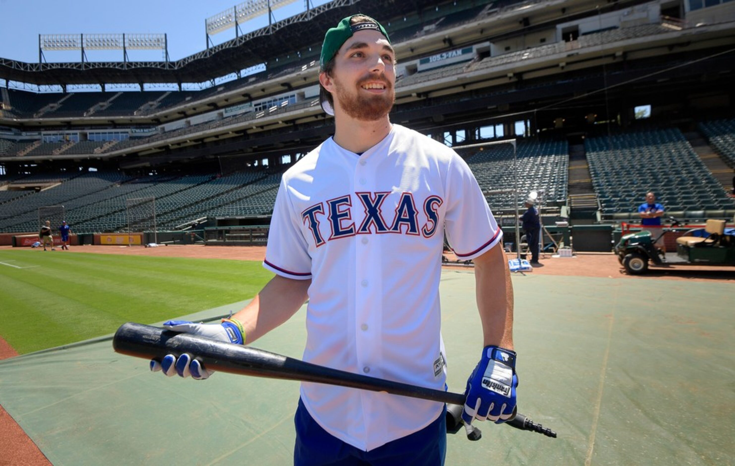 Dallas Stars Stephen Johns steps into the batting cage for batting practice before a...