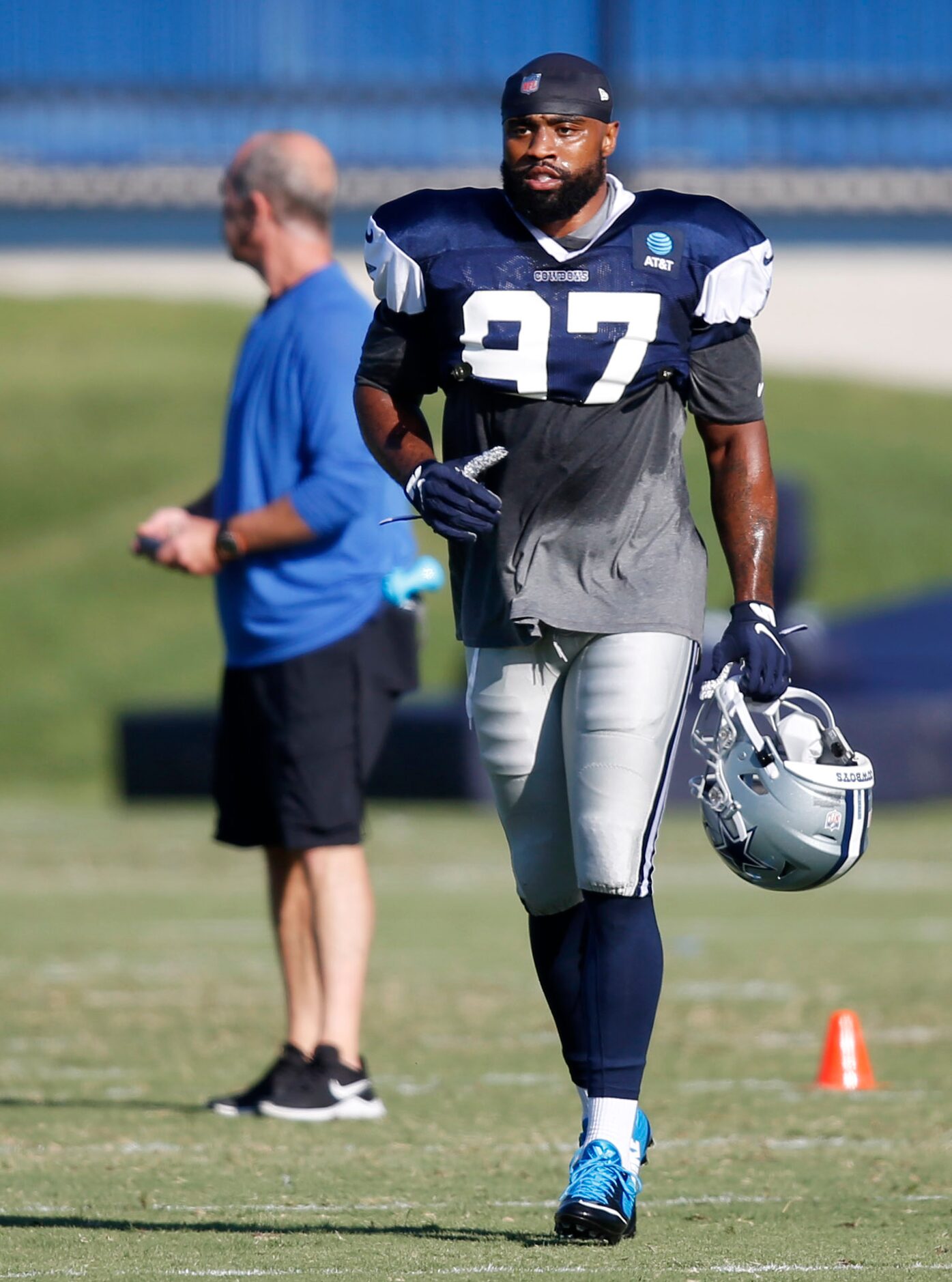 Dallas Cowboys defensive tackle Everson Griffen (97) during training camp at the Dallas...