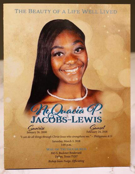 The  funeral memorial book of NeQuacia Jacobs. 