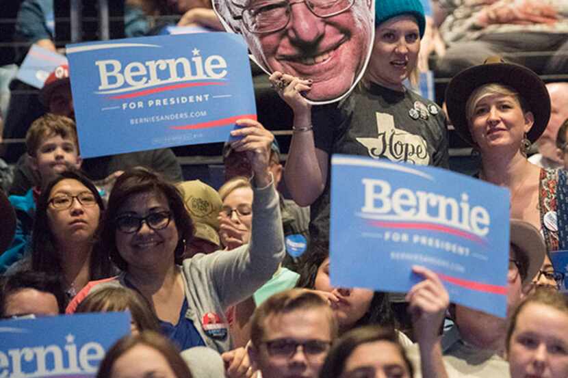  Supporters of Sen. Bernie Sanders waited for him to take the stage during his campaign stop...