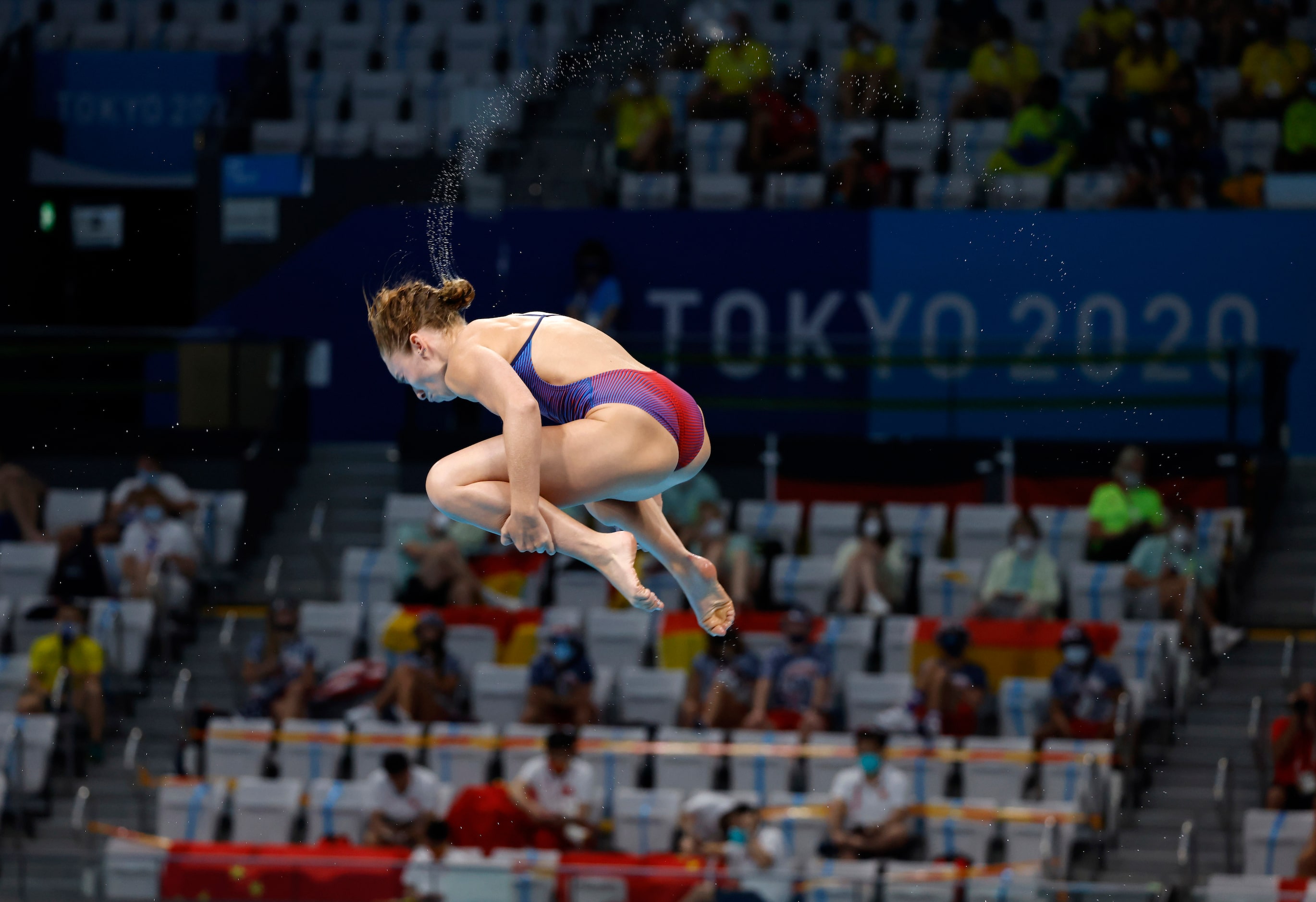 USA’s Hailey Hernandez competes in the women’s 3 meter springboard preliminary competition...