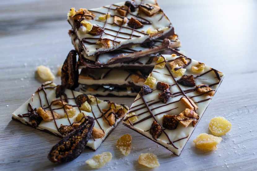This chocolate bark is made with candied ginger and figs. (Lynda M. Gonzalez/The Dallas...