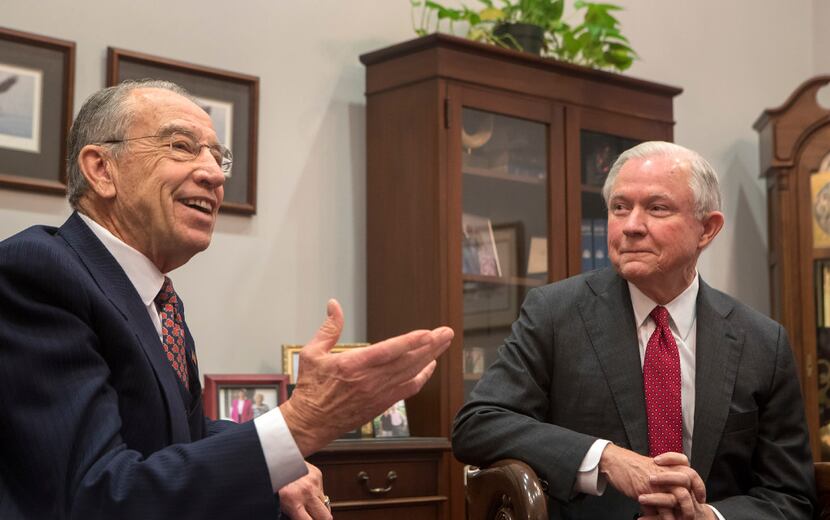 Sen. Jeff Sessions, R-Ala. (right), Donald Trump's nominee for attorney general, met with...