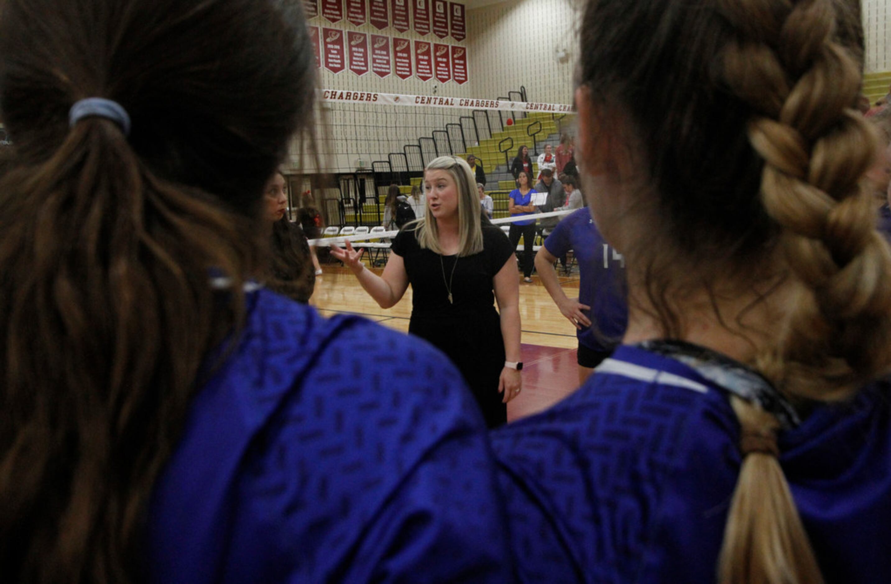 Trophy Club Byron Nelson head coach Brianne Groth shares words of encouragement and praise...
