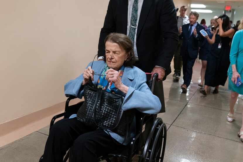 Sen. Dianne Feinstein, D-Calif., heads to a vote on Capitol Hill, Wednesday, Sept. 6, 2023...