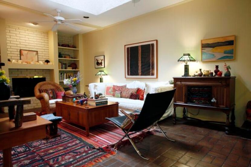 
Sheila Brenner's living room which has a variety of textiles and trinkets she has collected...