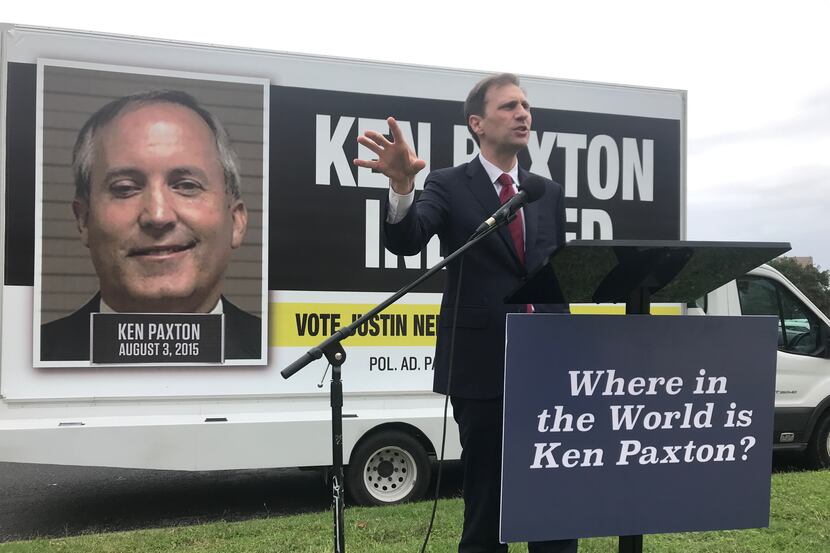 Justin Nelson, the Democrat running to unseat Texas Attorney General Ken Paxton, holds a...