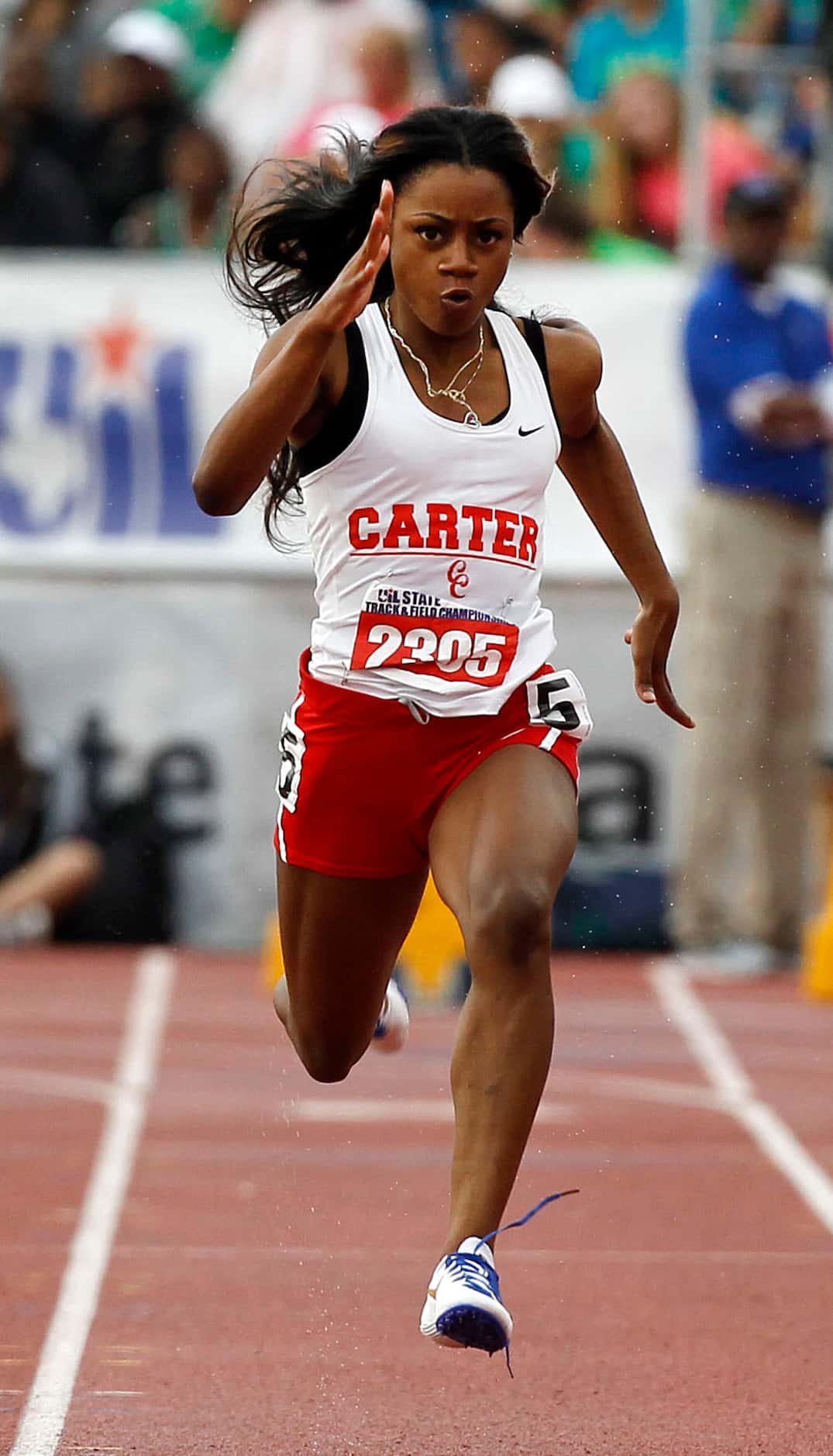 Dallas Carter's Sha'Carri Richardson competes in the class 4A girls 100-meter dash during...