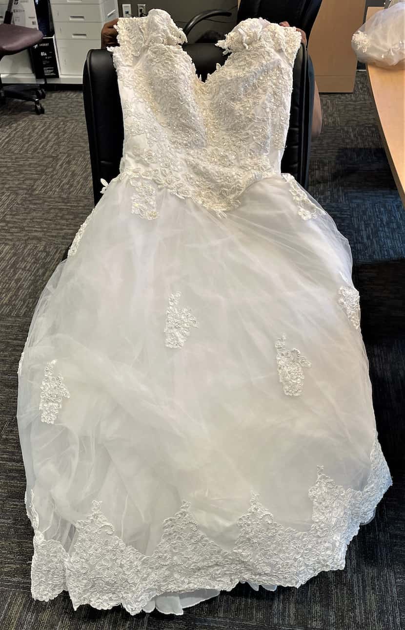 The North Texas Tollway Authority is trying to find the owner of this wedding dress, which...